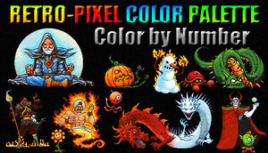 Cover for RETRO-PIXEL COLOR PALETTE: Color by Number.
