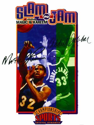 Cover for Slam 'n Jam '96 featuring Magic & Kareem.