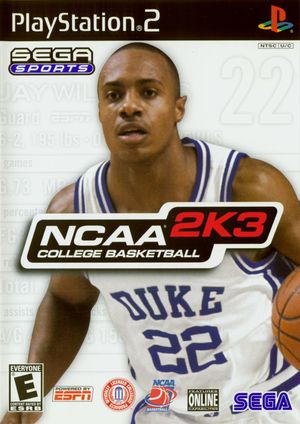Cover for NCAA College Basketball 2K3.