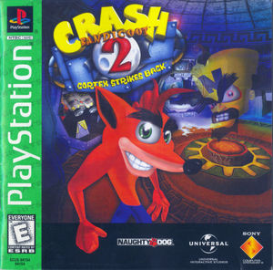 Cover for Crash Bandicoot 2: Cortex Strikes Back.