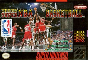 Cover for Tecmo Super NBA Basketball.